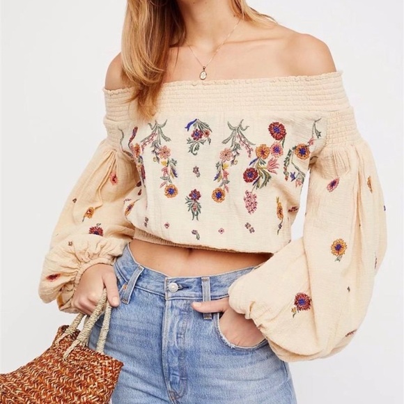 🔥💥CLEARANCE SALE⚡️🌟LEILANI Smocked Off-Shoulder Embroidered Top - Picture 6 of 10